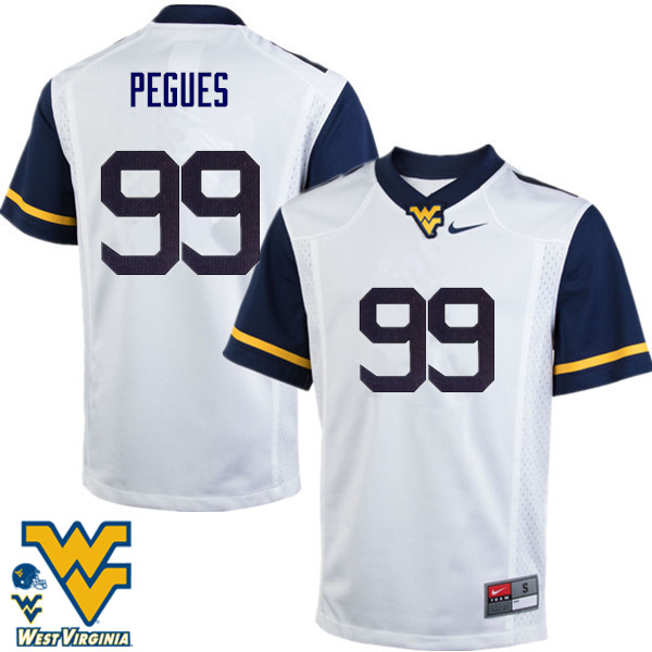 Men #99 Xavier Pegues West Virginia Mountaineers College Football Jerseys-White - Click Image to Close